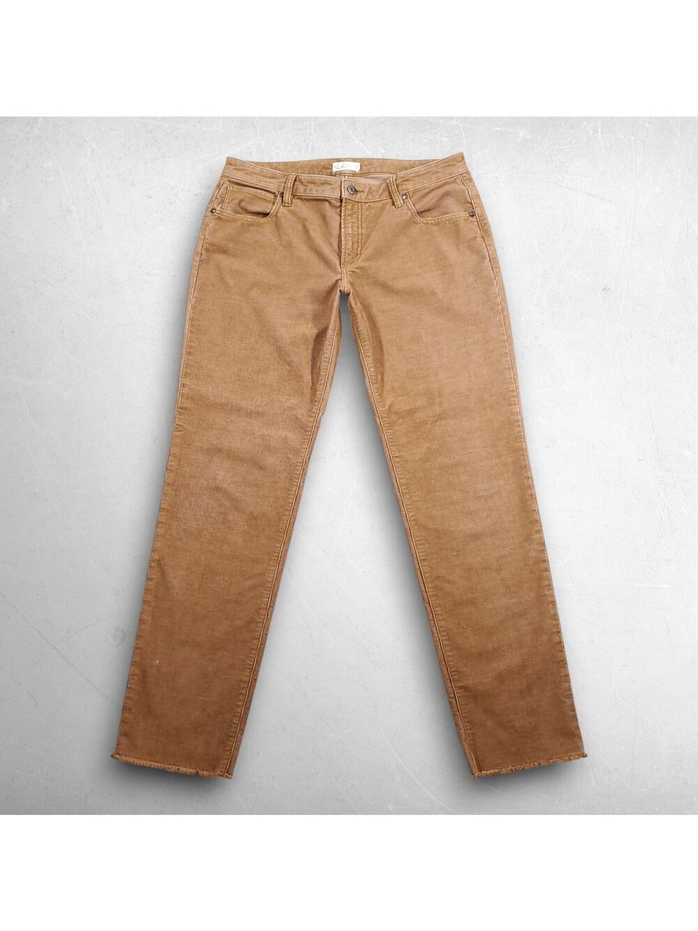 Carve Designs Corduroy Pants Women 10 Brown Stretch Frayed Hem Earthy Boho